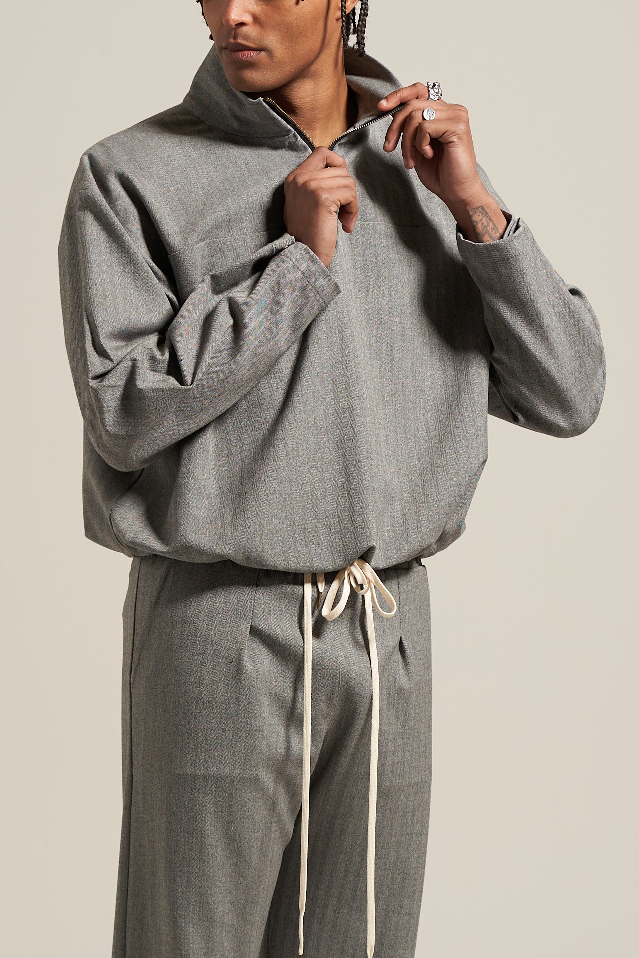 The Slate Herringbone Track Shirt