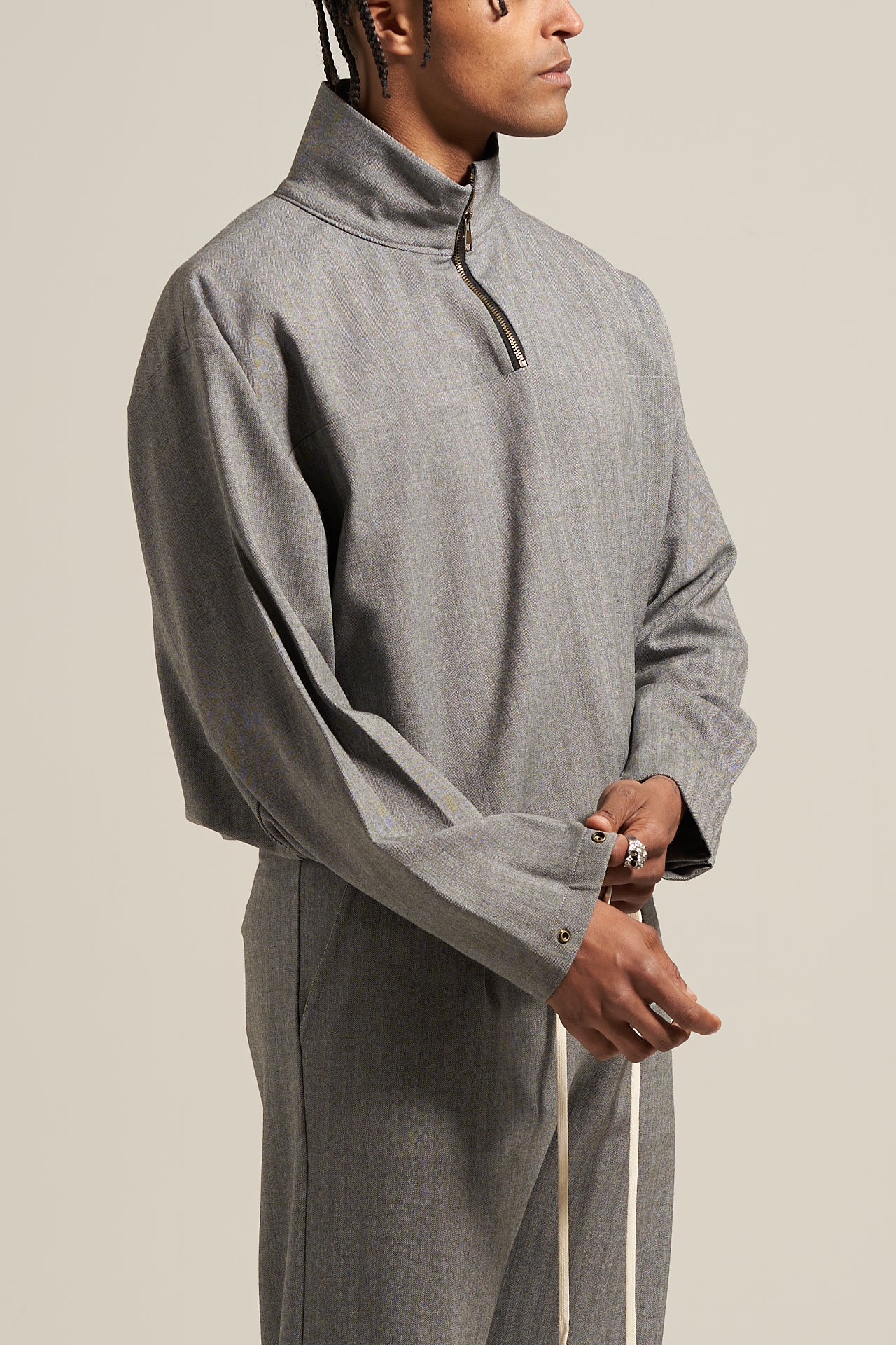 The Slate Herringbone Track Shirt