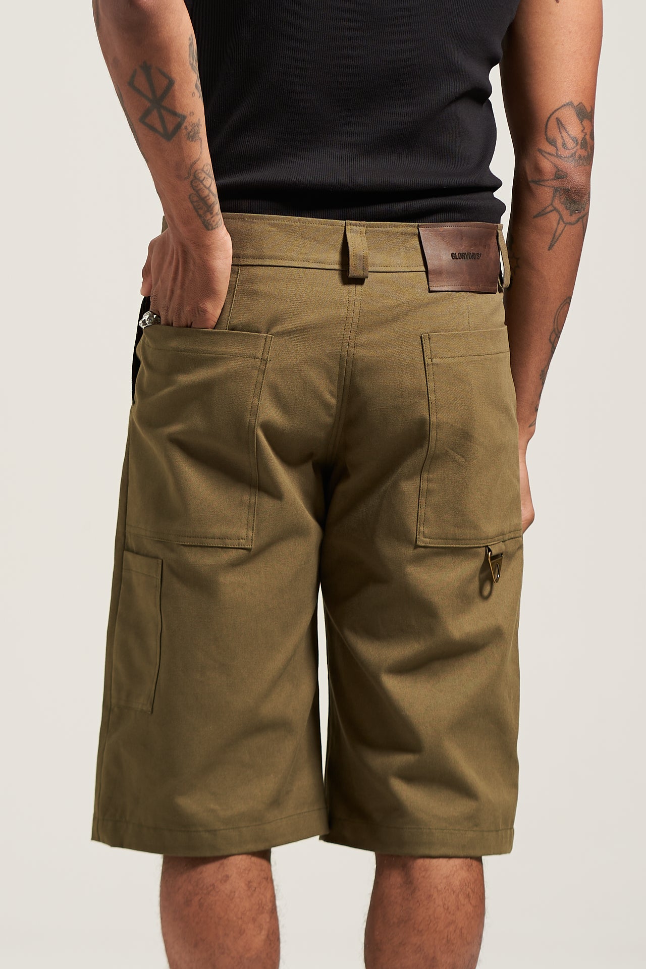 The Olive Pleated Work Short