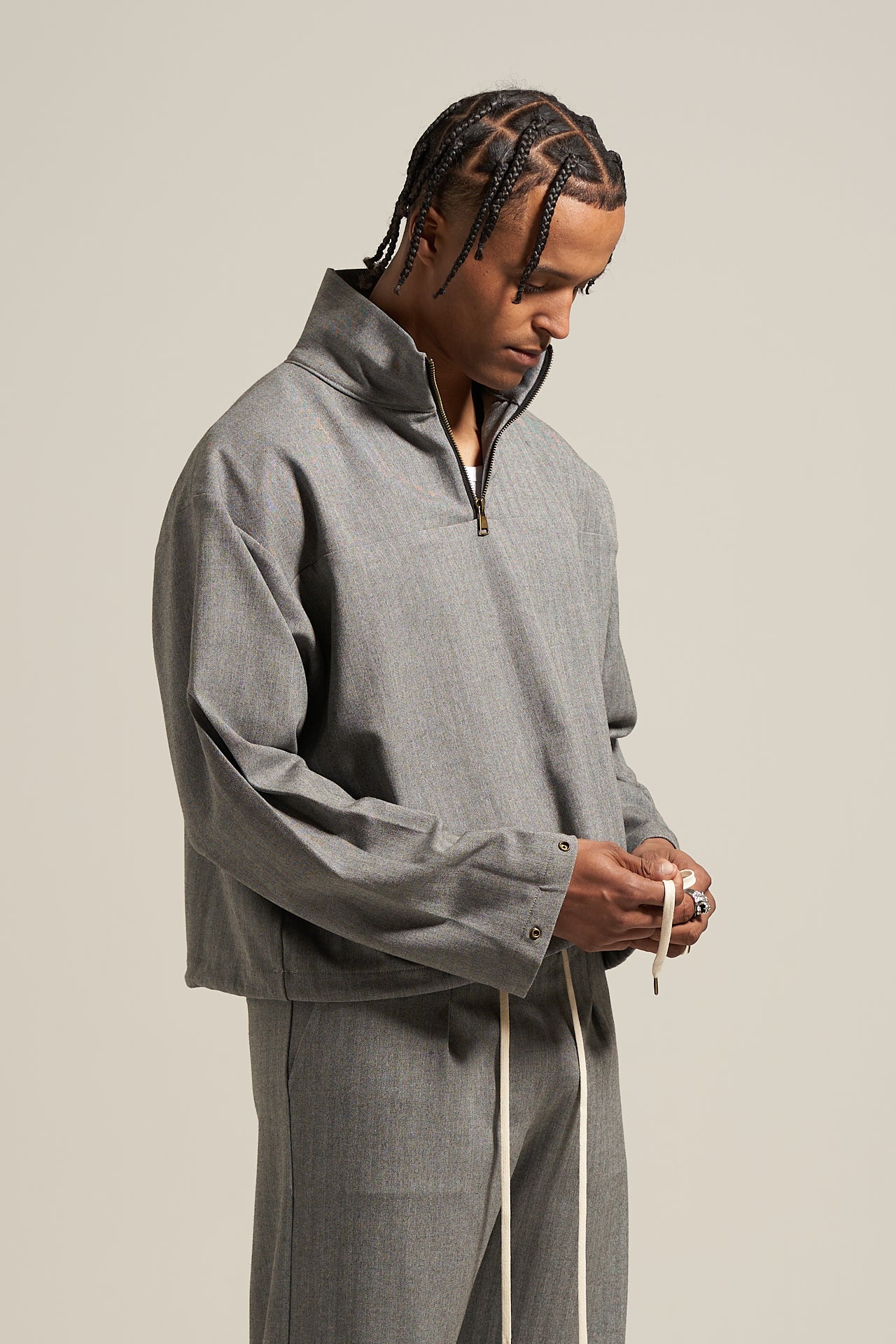 The Slate Herringbone Track Shirt