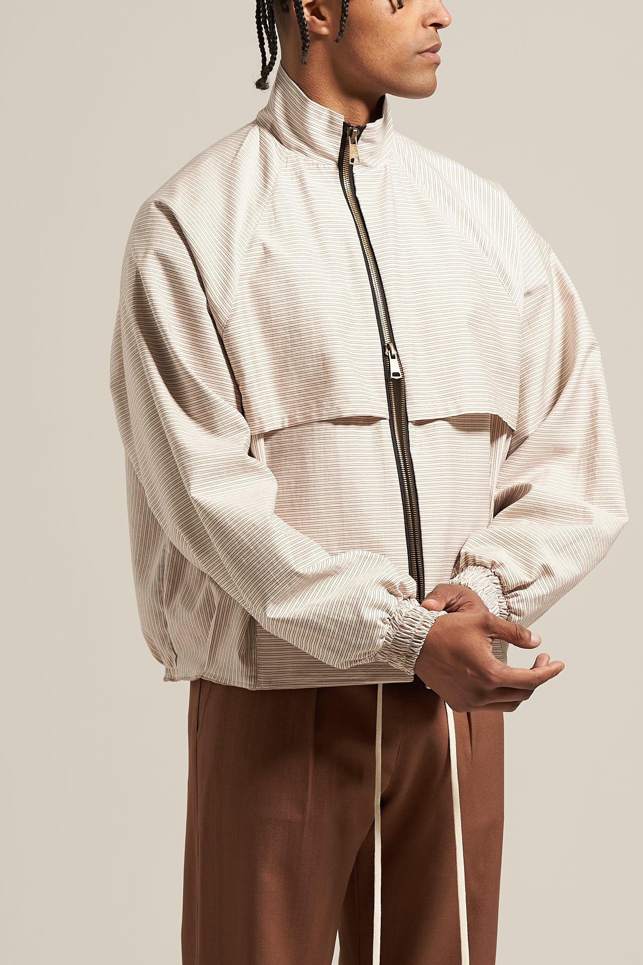 The Ivory Stripe Shell Jacket