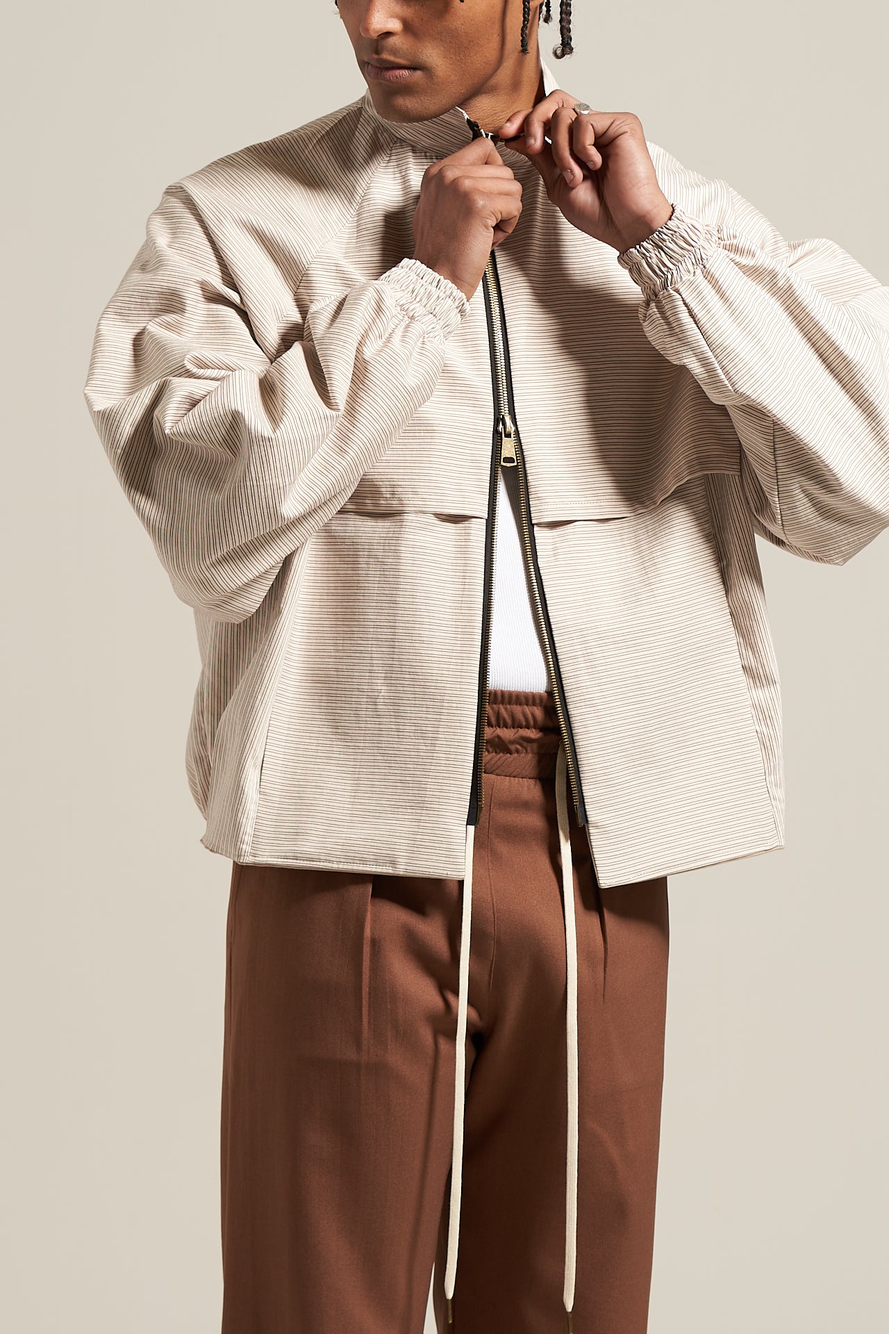 The Ivory Stripe Shell Jacket