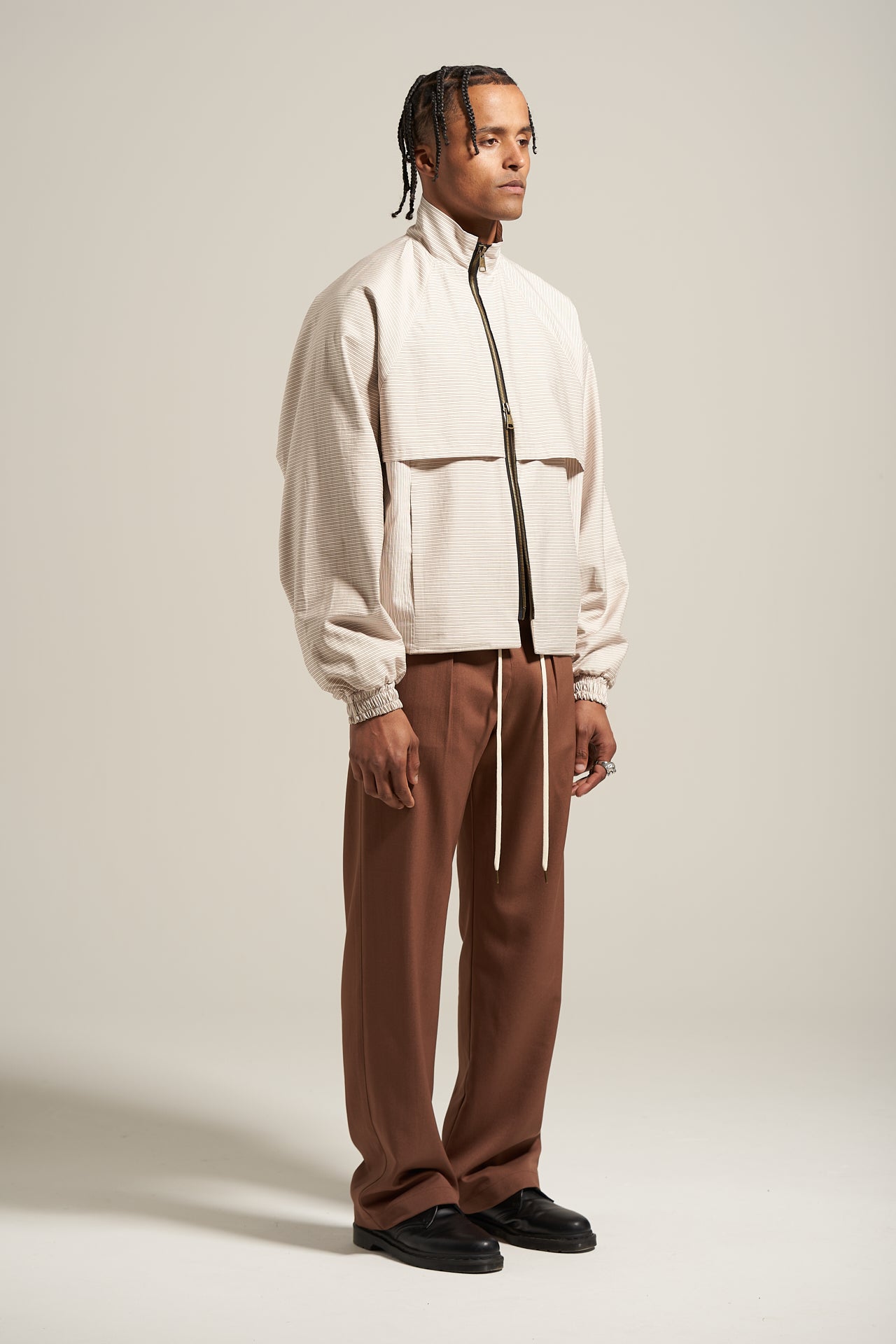 The Ivory Stripe Shell Jacket