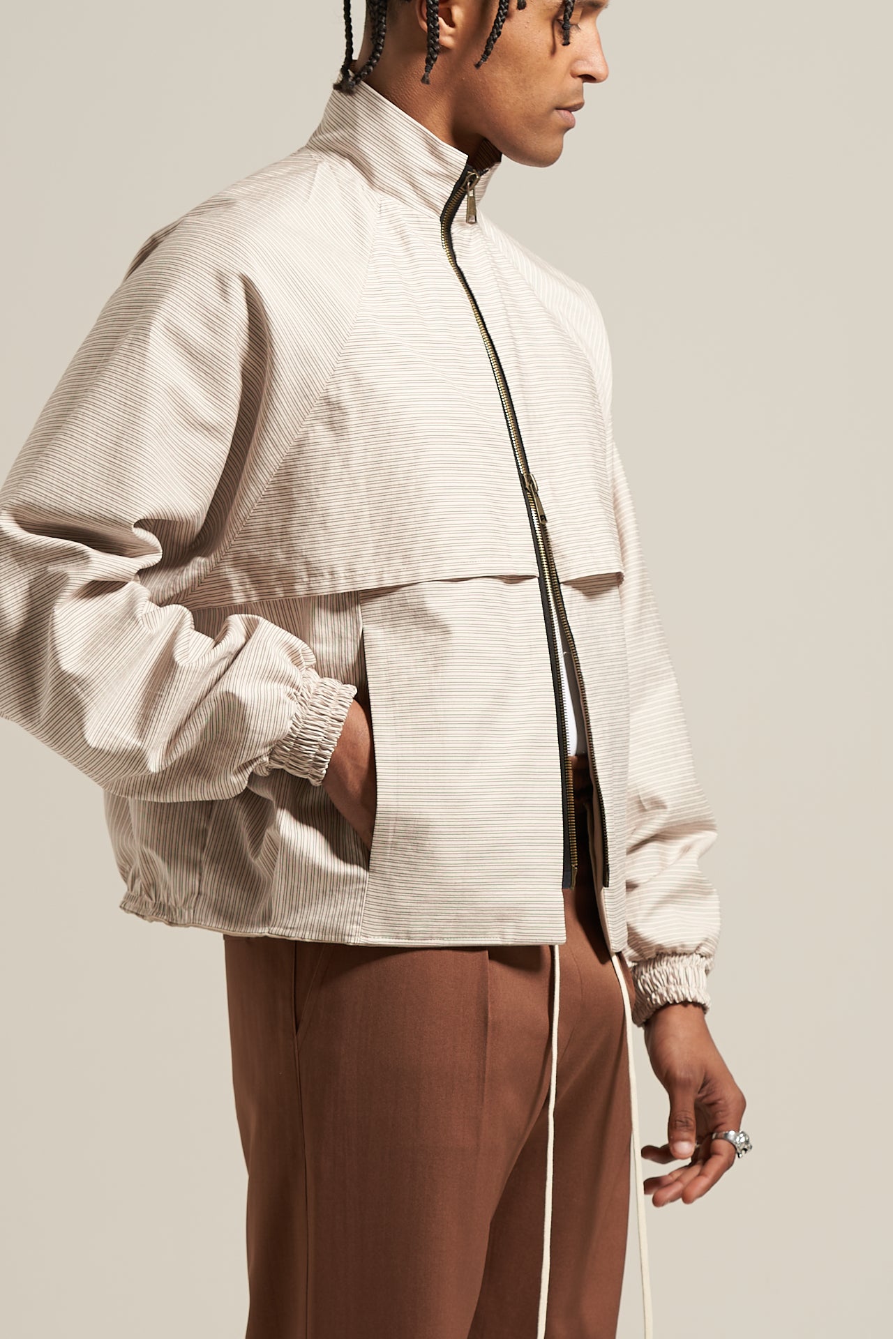 The Ivory Stripe Shell Jacket