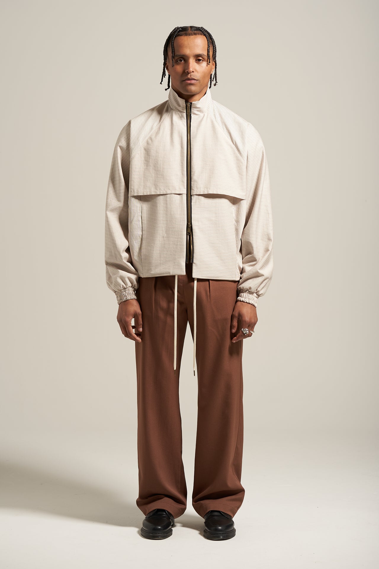 The Ivory Stripe Shell Jacket