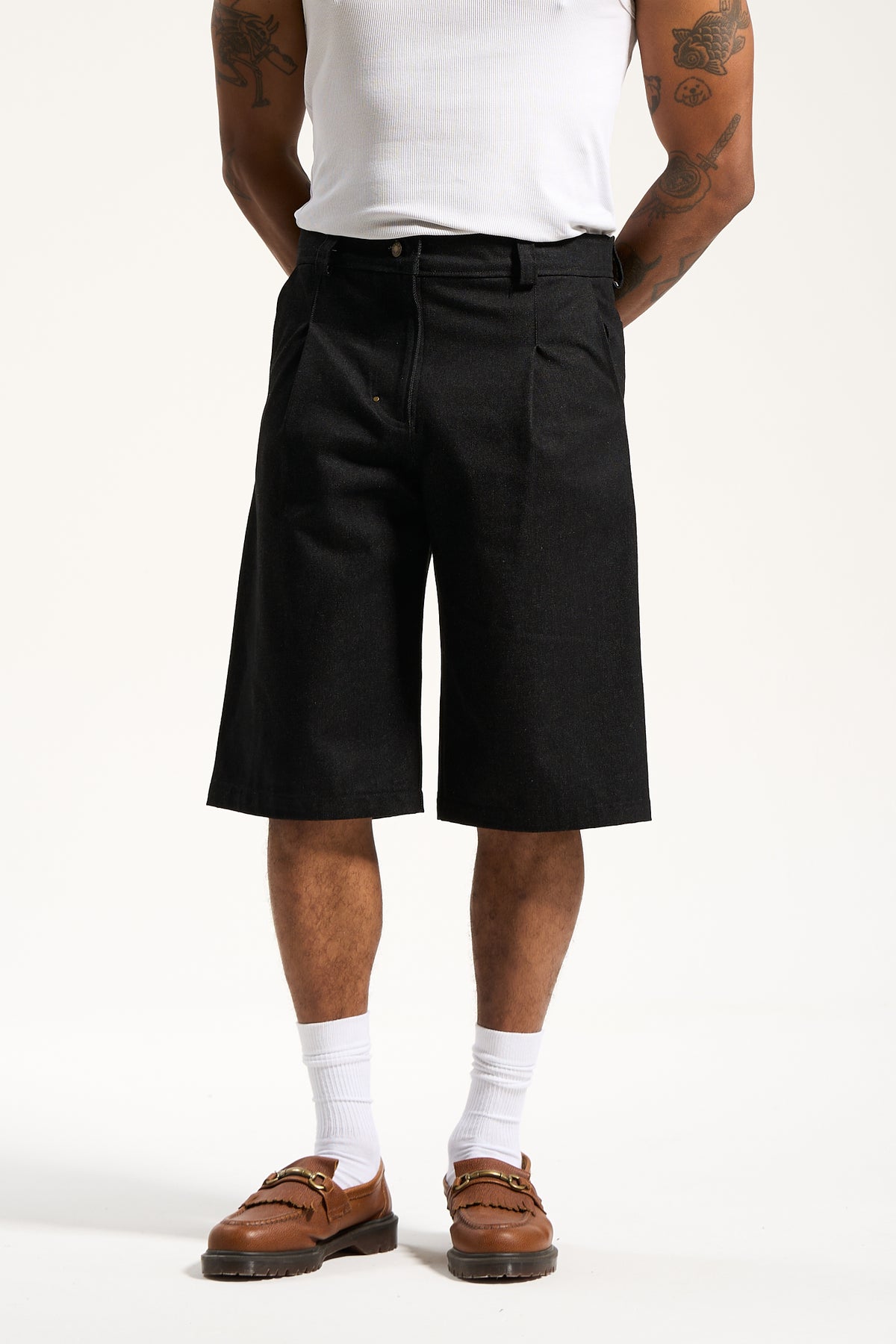 The Raw Denim Pleated Work Short