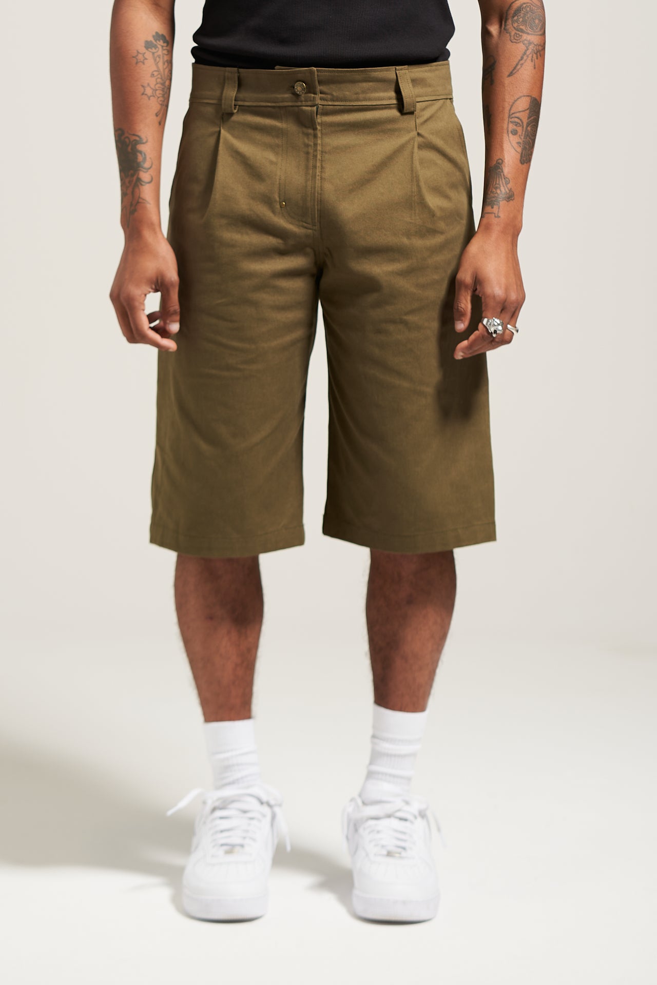 The Olive Pleated Work Short