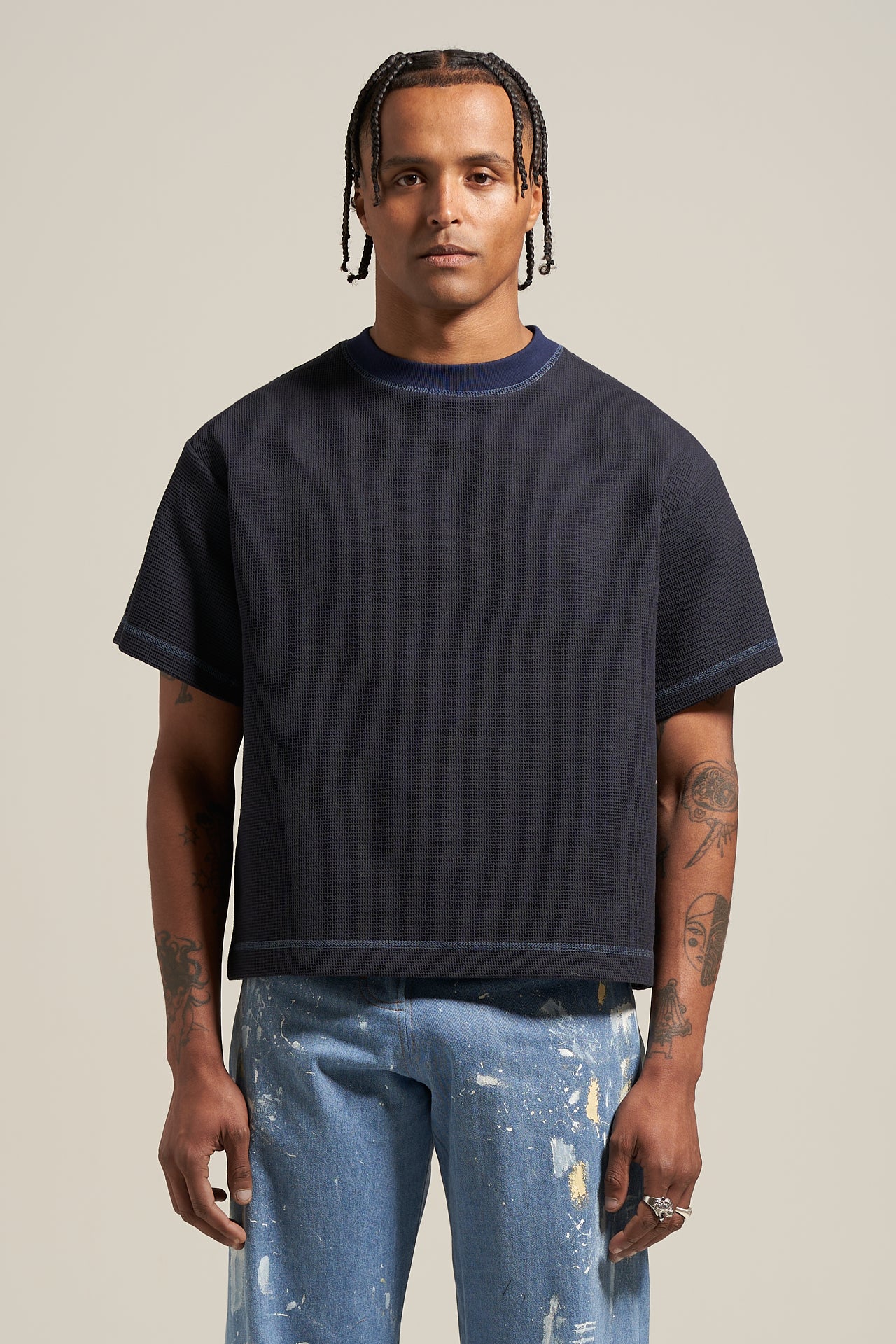 The Navy Waffle Tee