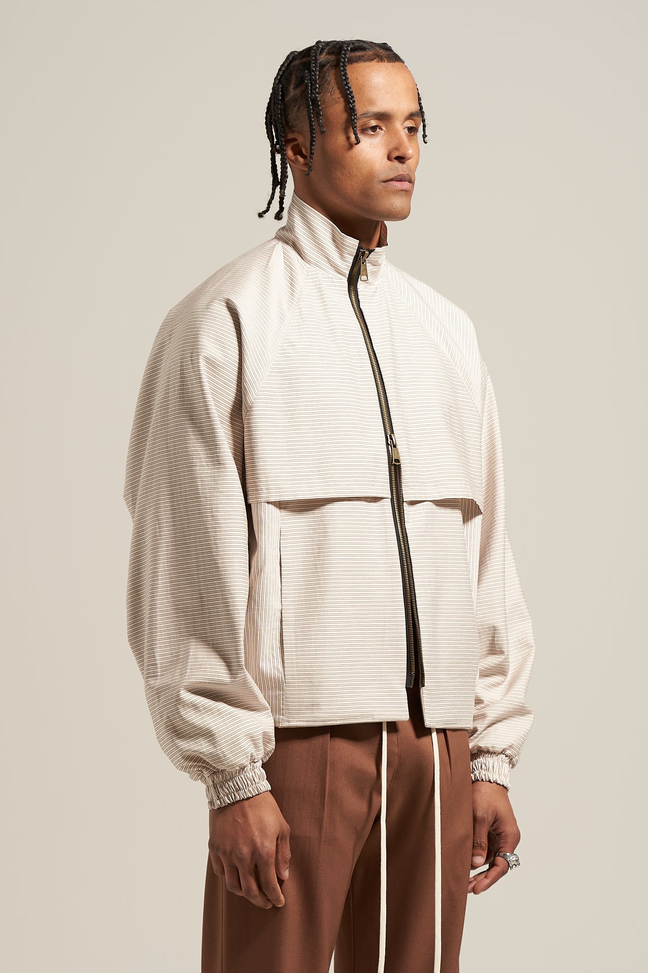 The Ivory Stripe Shell Jacket