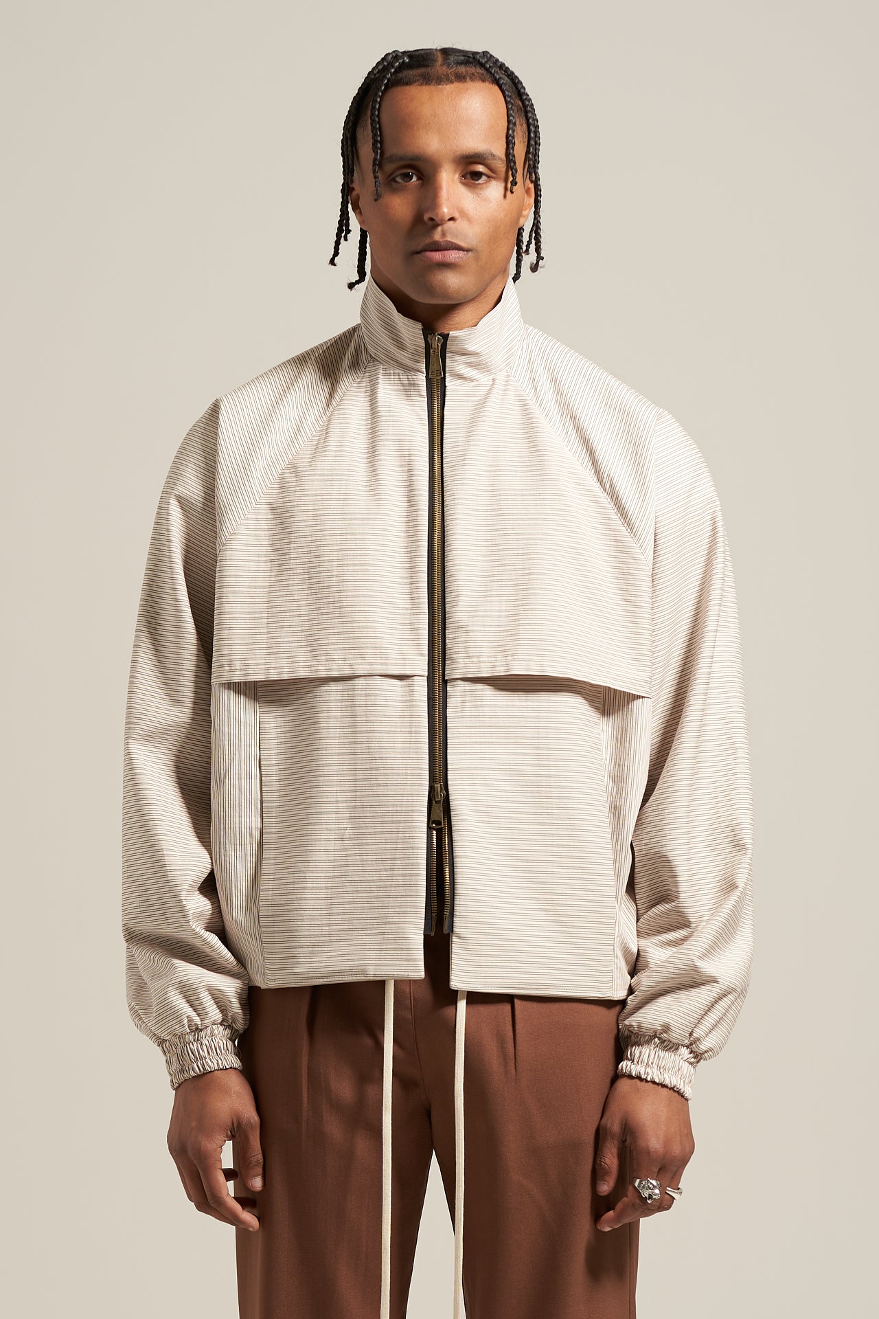 The Ivory Stripe Shell Jacket